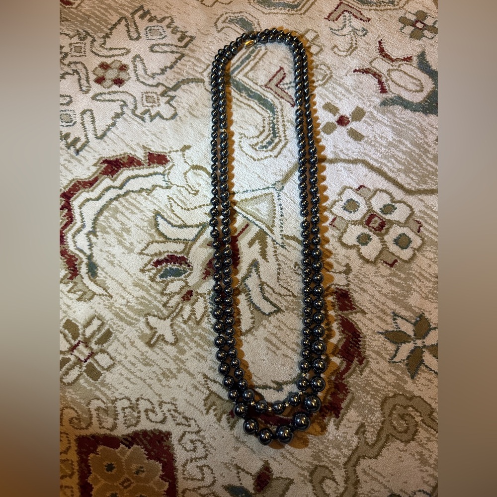 Two Strands of Hematite Beaded Necklaces